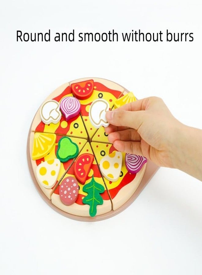 Kitmeer Wooden Pizza Play Set with Toppings and Accessories - Pretend Play Kitchen Food Toys for Kids -Play Pizza Party Gift Set for Kids - Image 5